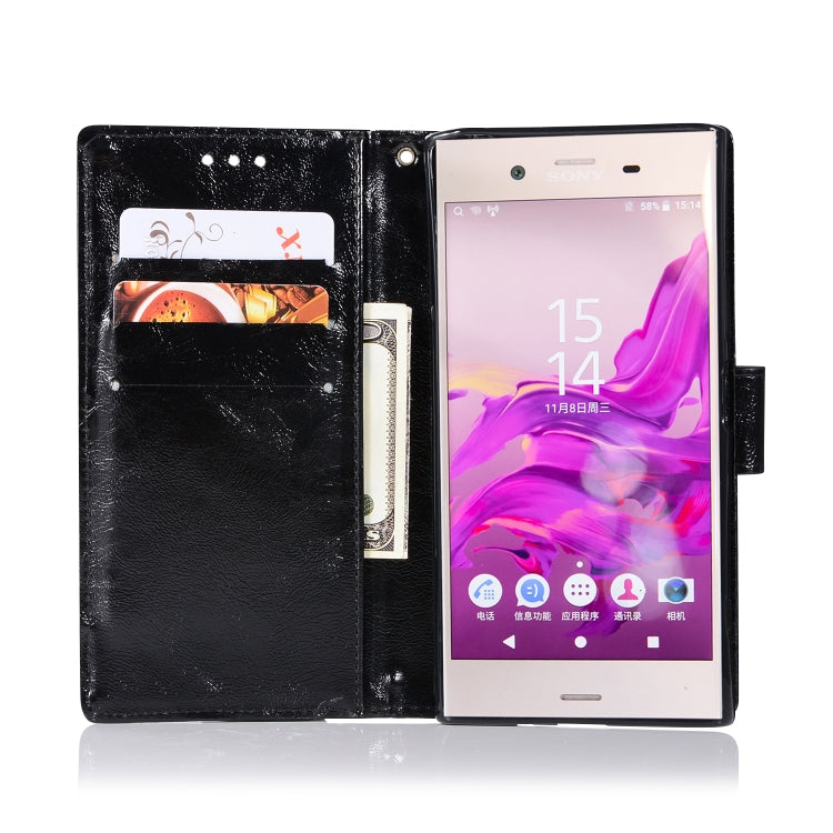 For Sony Xperia XZ1 Retro Copper Button Crazy Horse Horizontal Flip PU Leather Case with Holder & Card Slots & Wallet & Lanyard