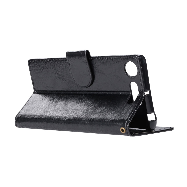For Sony Xperia XZ1 Retro Copper Button Crazy Horse Horizontal Flip PU Leather Case with Holder & Card Slots & Wallet & Lanyard
