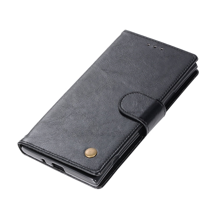 For Sony Xperia XZ1 Retro Copper Button Crazy Horse Horizontal Flip PU Leather Case with Holder & Card Slots & Wallet & Lanyard