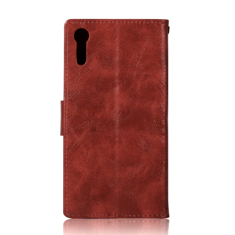 For Sony Xperia XZ Retro Copper Button Crazy Horse Horizontal Flip PU Leather Case with Holder & Card Slots & Wallet & Lanyard