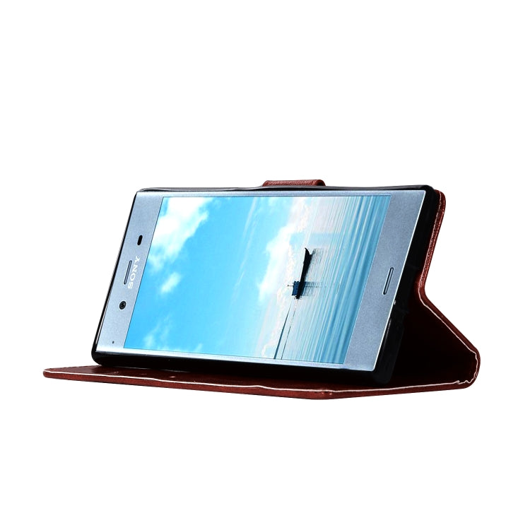 For Sony Xperia XZ Retro Copper Button Crazy Horse Horizontal Flip PU Leather Case with Holder & Card Slots & Wallet & Lanyard