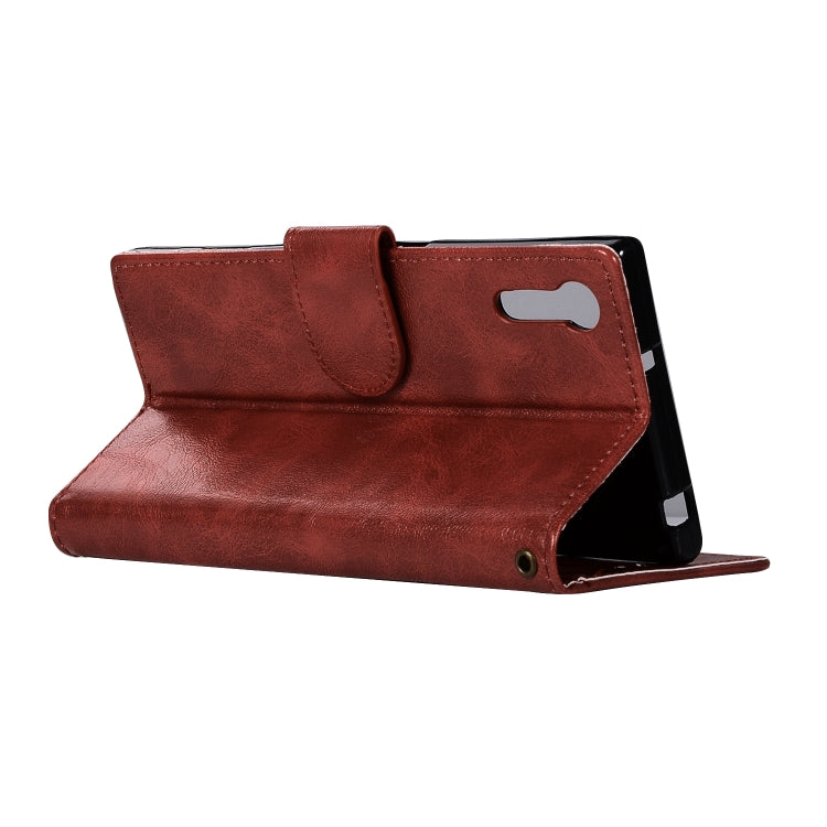 For Sony Xperia XZ Retro Copper Button Crazy Horse Horizontal Flip PU Leather Case with Holder & Card Slots & Wallet & Lanyard