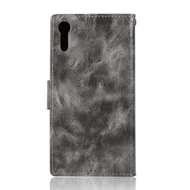 For Sony Xperia XZ Retro Copper Button Crazy Horse Horizontal Flip PU Leather Case with Holder & Card Slots & Wallet & Lanyard