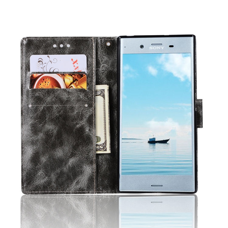 For Sony Xperia XZ Retro Copper Button Crazy Horse Horizontal Flip PU Leather Case with Holder & Card Slots & Wallet & Lanyard
