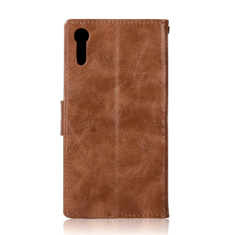 For Sony Xperia XZ Retro Copper Button Crazy Horse Horizontal Flip PU Leather Case with Holder & Card Slots & Wallet & Lanyard