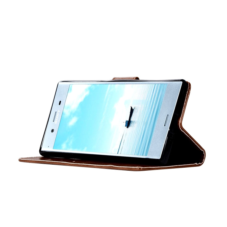 For Sony Xperia XZ Retro Copper Button Crazy Horse Horizontal Flip PU Leather Case with Holder & Card Slots & Wallet & Lanyard