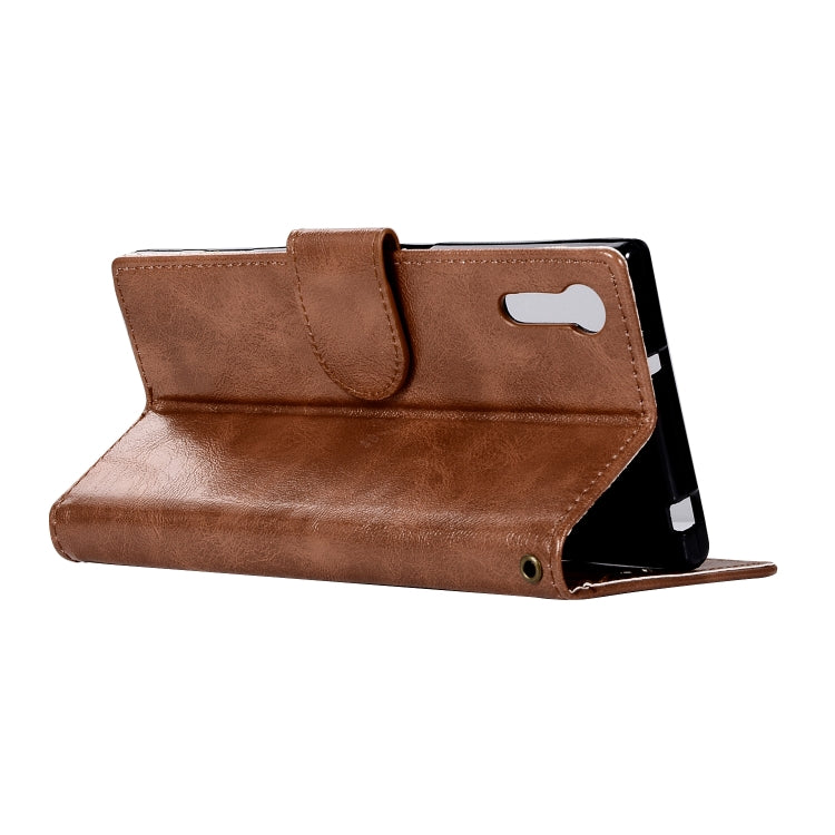 For Sony Xperia XZ Retro Copper Button Crazy Horse Horizontal Flip PU Leather Case with Holder & Card Slots & Wallet & Lanyard