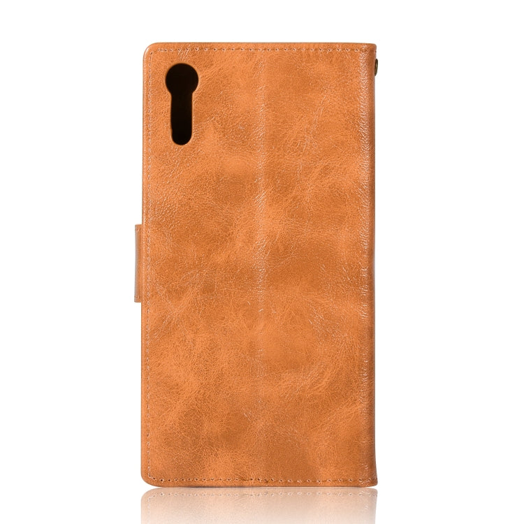 For Sony Xperia XZ Retro Copper Button Crazy Horse Horizontal Flip PU Leather Case with Holder & Card Slots & Wallet & Lanyard