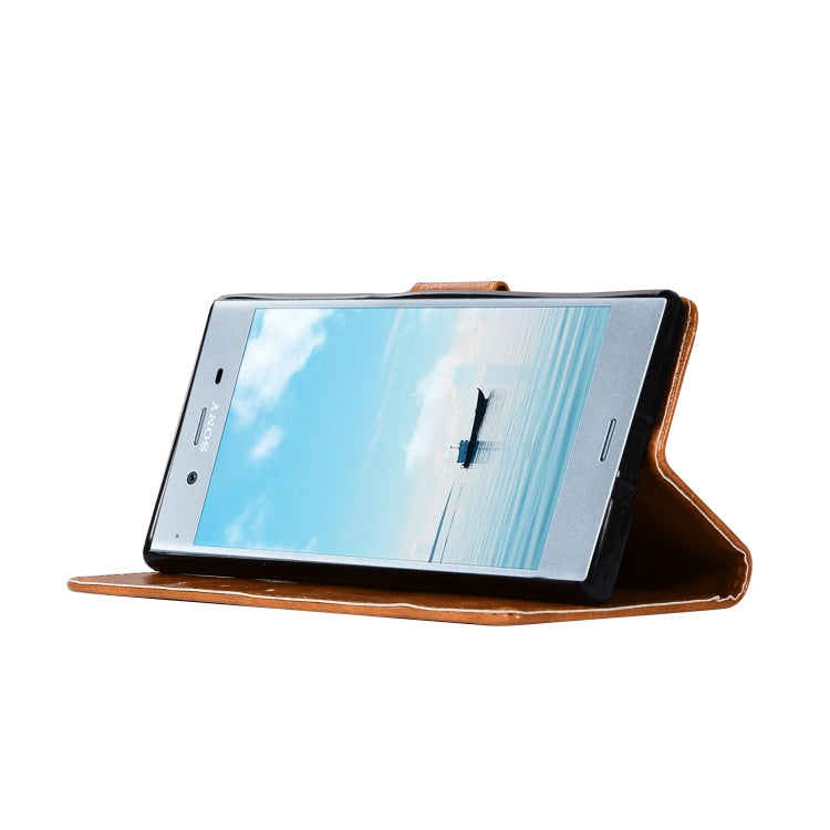 For Sony Xperia XZ Retro Copper Button Crazy Horse Horizontal Flip PU Leather Case with Holder & Card Slots & Wallet & Lanyard