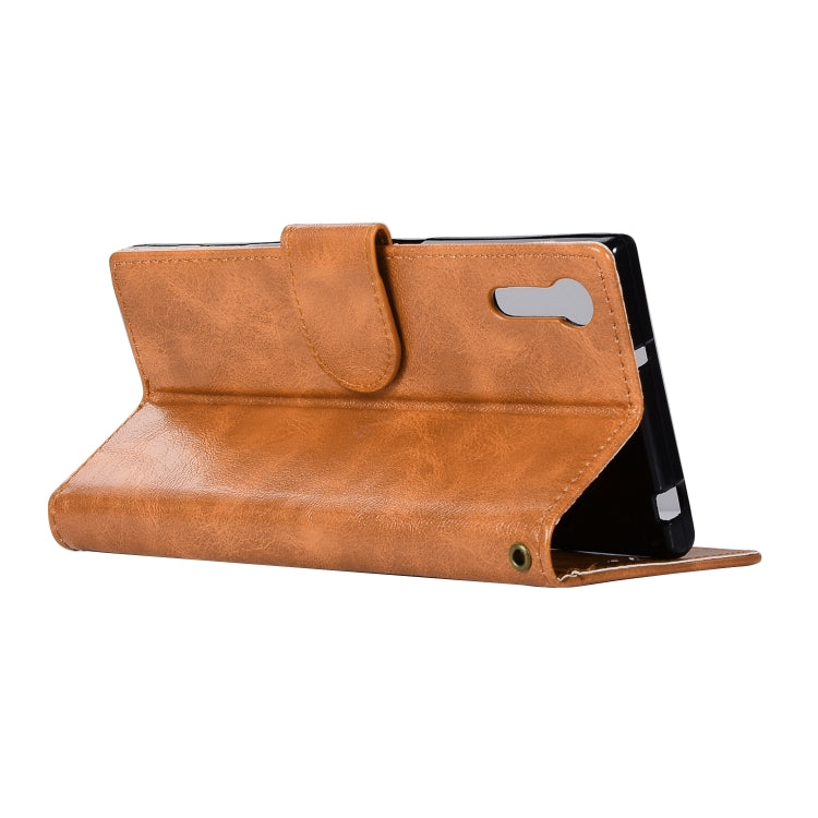 For Sony Xperia XZ Retro Copper Button Crazy Horse Horizontal Flip PU Leather Case with Holder & Card Slots & Wallet & Lanyard