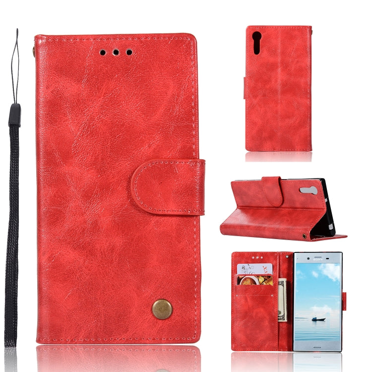 For Sony Xperia XZ Retro Copper Button Crazy Horse Horizontal Flip PU Leather Case with Holder & Card Slots & Wallet & Lanyard