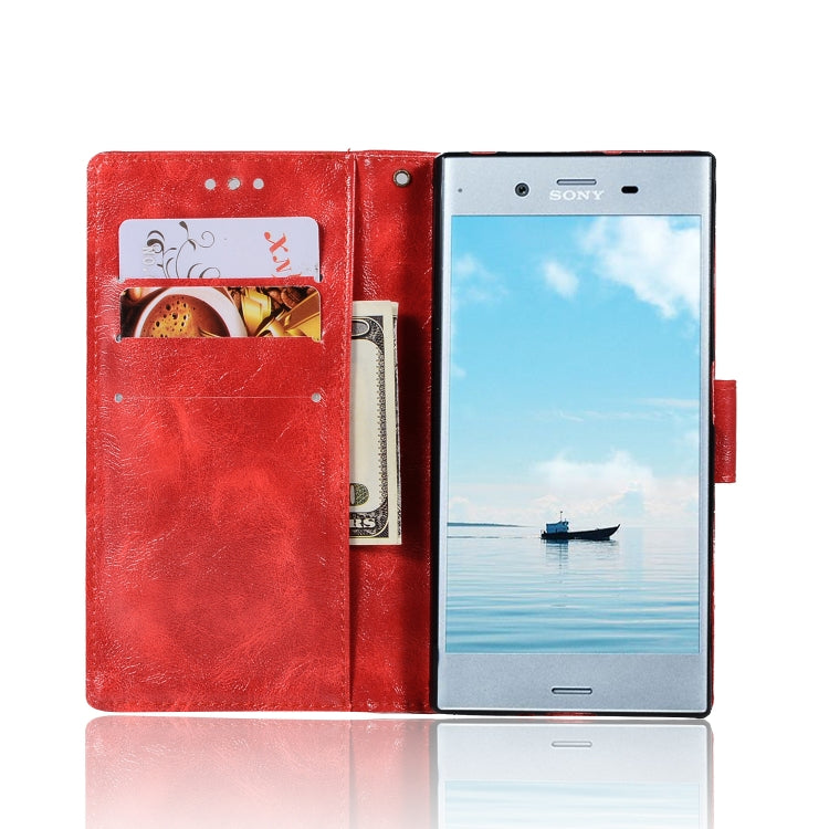 For Sony Xperia XZ Retro Copper Button Crazy Horse Horizontal Flip PU Leather Case with Holder & Card Slots & Wallet & Lanyard