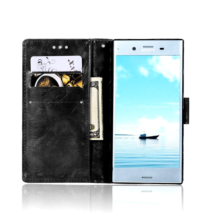 For Sony Xperia XZ Retro Copper Button Crazy Horse Horizontal Flip PU Leather Case with Holder & Card Slots & Wallet & Lanyard