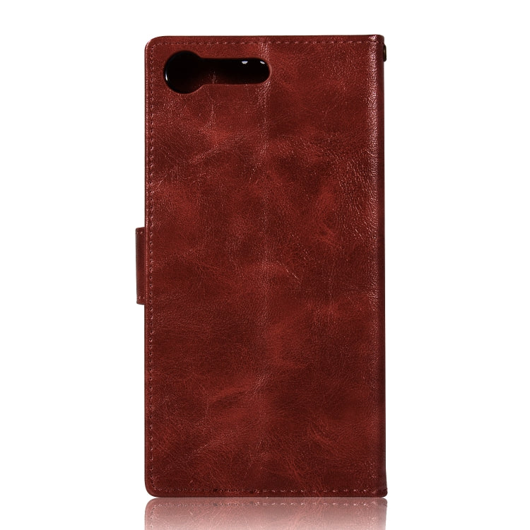 For Sony Xperia XZ Premium Retro Copper Button Crazy Horse Horizontal Flip PU Leather Case with Holder & Card Slots & Wallet & Lanyard