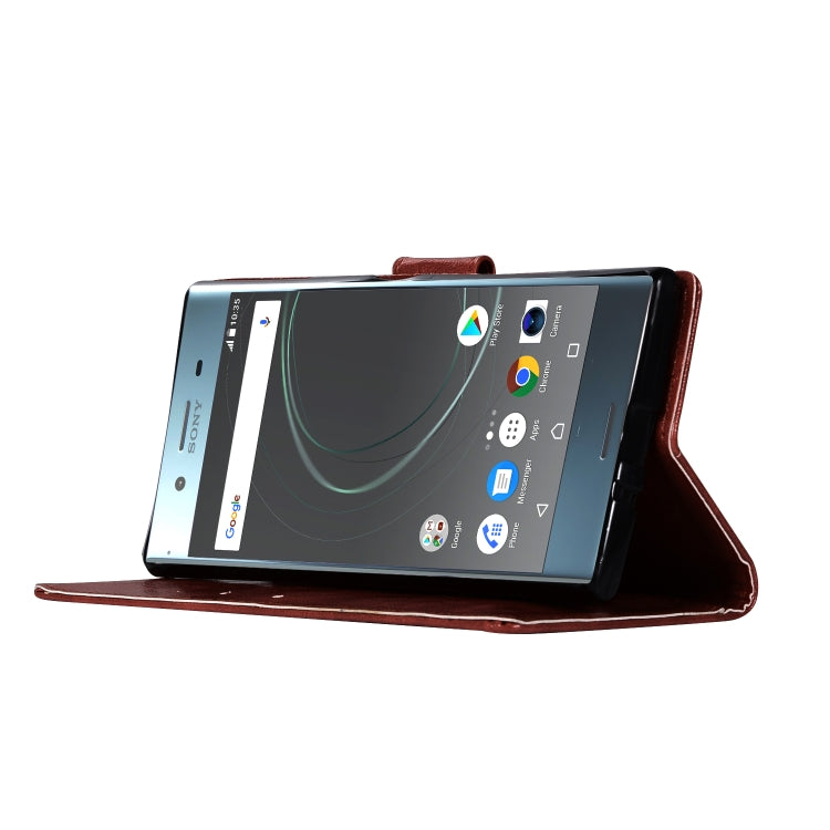 For Sony Xperia XZ Premium Retro Copper Button Crazy Horse Horizontal Flip PU Leather Case with Holder & Card Slots & Wallet & Lanyard
