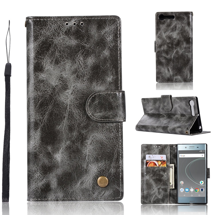 For Sony Xperia XZ Premium Retro Copper Button Crazy Horse Horizontal Flip PU Leather Case with Holder & Card Slots & Wallet & Lanyard