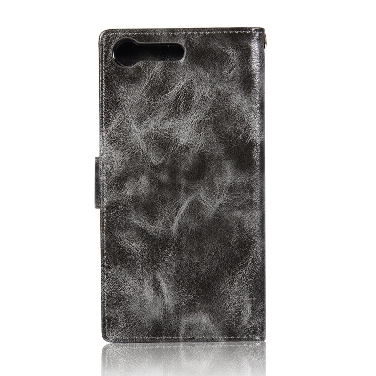 For Sony Xperia XZ Premium Retro Copper Button Crazy Horse Horizontal Flip PU Leather Case with Holder & Card Slots & Wallet & Lanyard