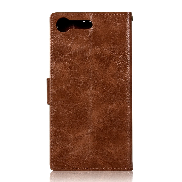 For Sony Xperia XZ Premium Retro Copper Button Crazy Horse Horizontal Flip PU Leather Case with Holder & Card Slots & Wallet & Lanyard