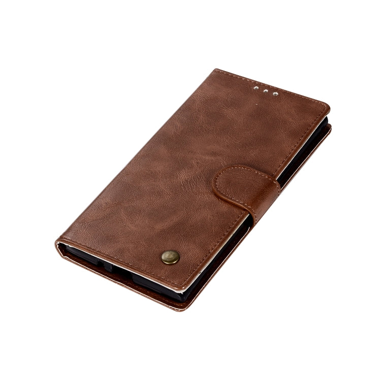 For Sony Xperia XZ Premium Retro Copper Button Crazy Horse Horizontal Flip PU Leather Case with Holder & Card Slots & Wallet & Lanyard