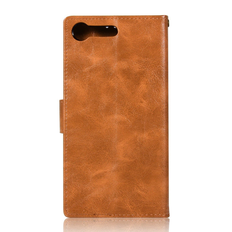 For Sony Xperia XZ Premium Retro Copper Button Crazy Horse Horizontal Flip PU Leather Case with Holder & Card Slots & Wallet & Lanyard