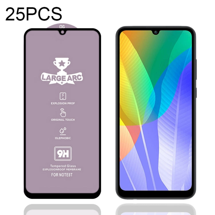 For Huawei Y6p 25 PCS 9H HD Large Arc High Alumina Full Screen Tempered Glass Film