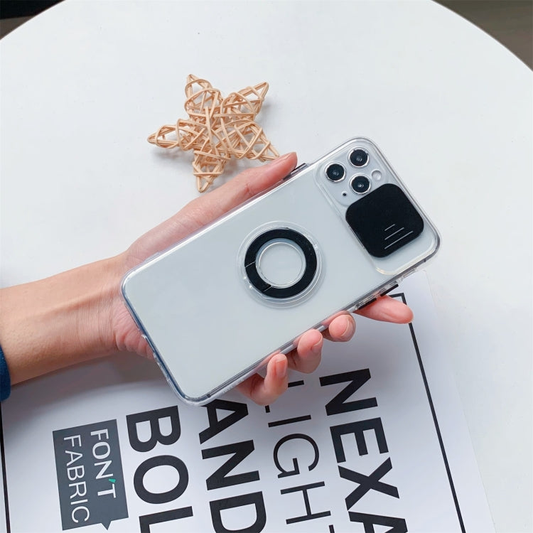 For iPhone 11 Pro Sliding Camera Cover Design TPU Protective Case with Ring Holder