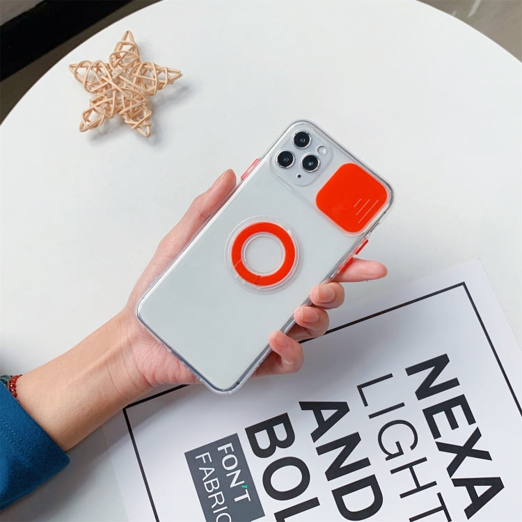 For iPhone 11 Pro Sliding Camera Cover Design TPU Protective Case with Ring Holder