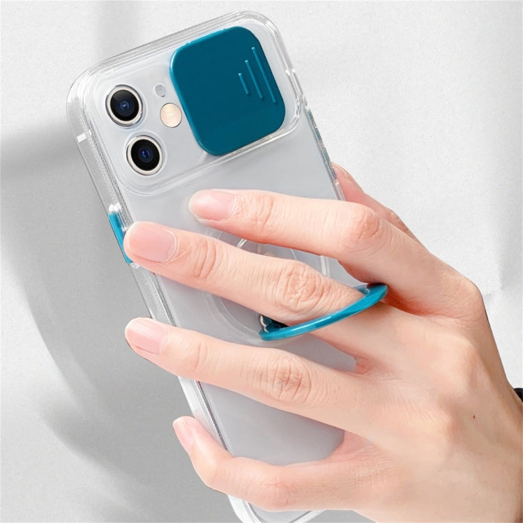 For iPhone 11 Pro Sliding Camera Cover Design TPU Protective Case with Ring Holder