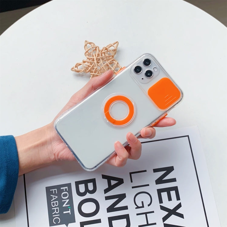 For iPhone 11 Pro Max Sliding Camera Cover Design TPU Protective Case with Ring Holder