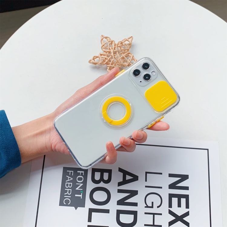 For iPhone 11 Pro Max Sliding Camera Cover Design TPU Protective Case with Ring Holder