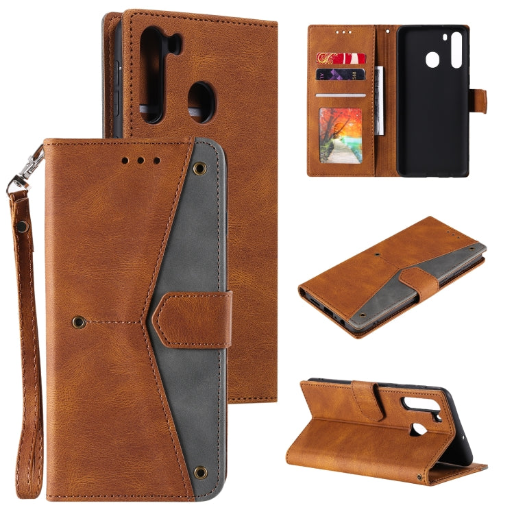 For Samsung Galaxy A21 Stitching Calf Texture Horizontal Flip Leather Case with Holder & Card Slots & Wallet
