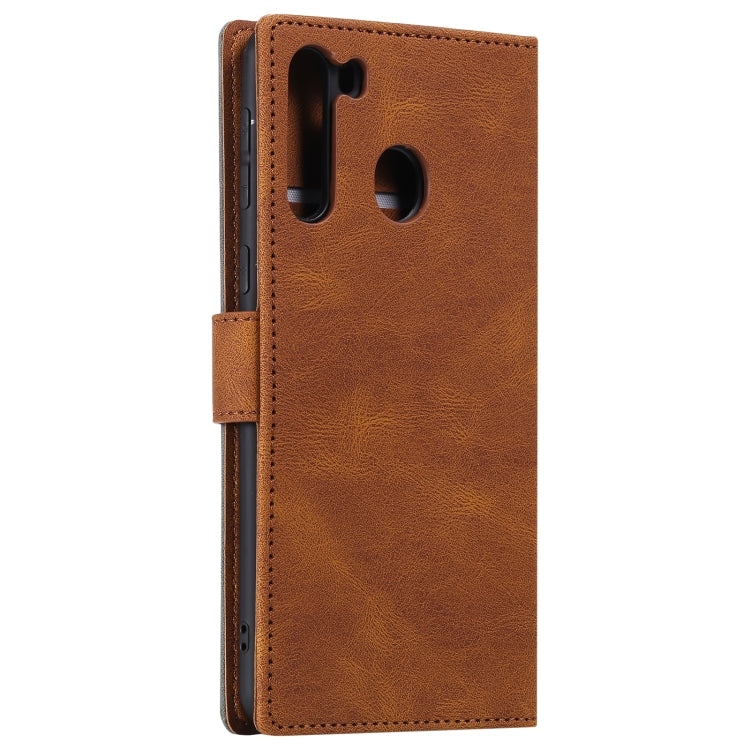 For Samsung Galaxy A21 Stitching Calf Texture Horizontal Flip Leather Case with Holder & Card Slots & Wallet