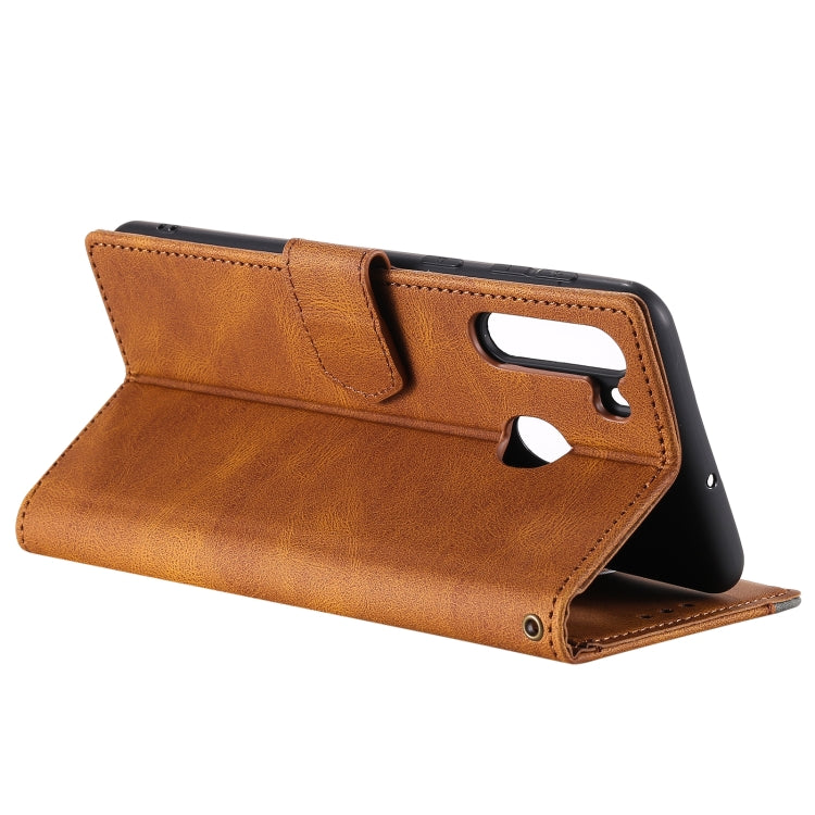 For Samsung Galaxy A21 Stitching Calf Texture Horizontal Flip Leather Case with Holder & Card Slots & Wallet