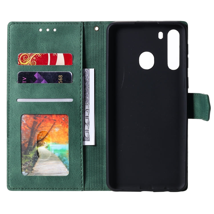 For Samsung Galaxy A21 Stitching Calf Texture Horizontal Flip Leather Case with Holder & Card Slots & Wallet