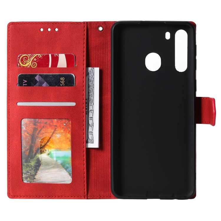For Samsung Galaxy A21 Stitching Calf Texture Horizontal Flip Leather Case with Holder & Card Slots & Wallet