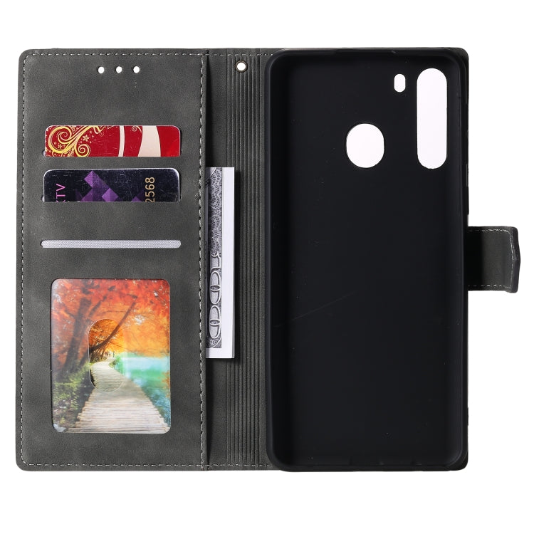 For Samsung Galaxy A21 Stitching Calf Texture Horizontal Flip Leather Case with Holder & Card Slots & Wallet