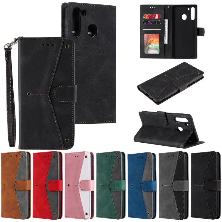 For Samsung Galaxy A21 Stitching Calf Texture Horizontal Flip Leather Case with Holder & Card Slots & Wallet