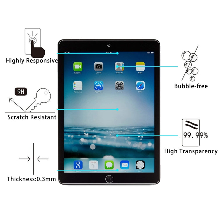 9H 2.5D Explosion-proof Tempered Glass Film For iPad 9.7 2018 / 2017 / Pro 9.7 / Air 2 / Air