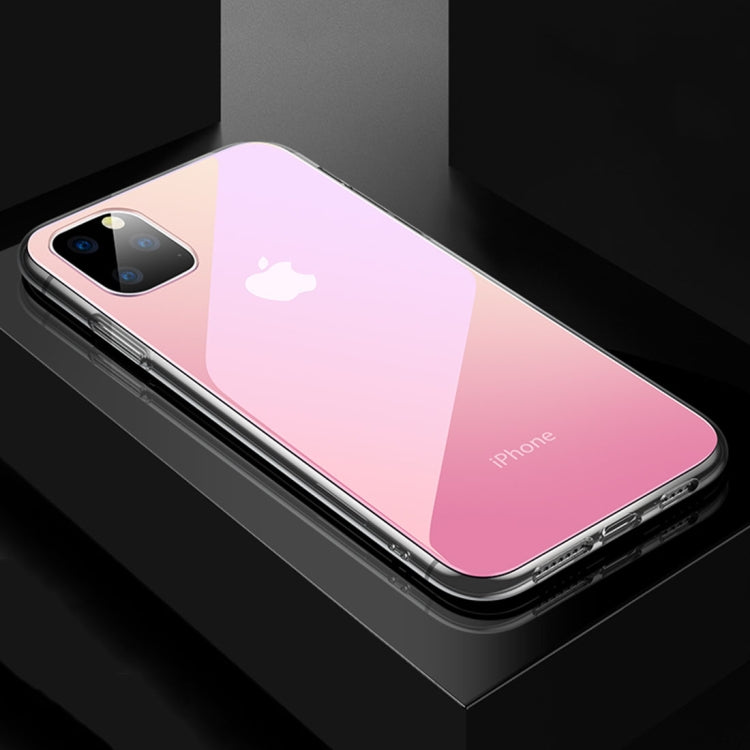 For iPhone 11 CAFELE Color Transparent Series Silicone Edge + Glass Back Plate Anti-scratch Anti-fingerprint Gradient Phone Protective Case