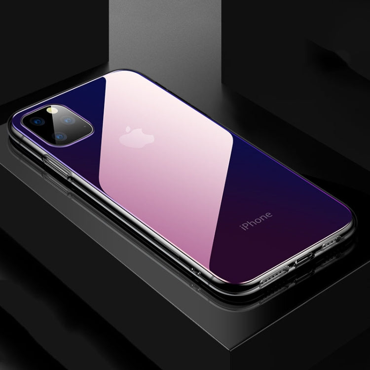 For iPhone 11 CAFELE Color Transparent Series Silicone Edge + Glass Back Plate Anti-scratch Anti-fingerprint Gradient Phone Protective Case