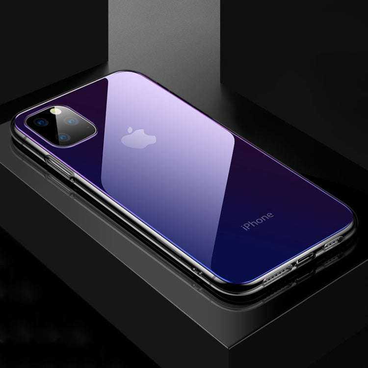 For iPhone 11 CAFELE Color Transparent Series Silicone Edge + Glass Back Plate Anti-scratch Anti-fingerprint Gradient Phone Protective Case