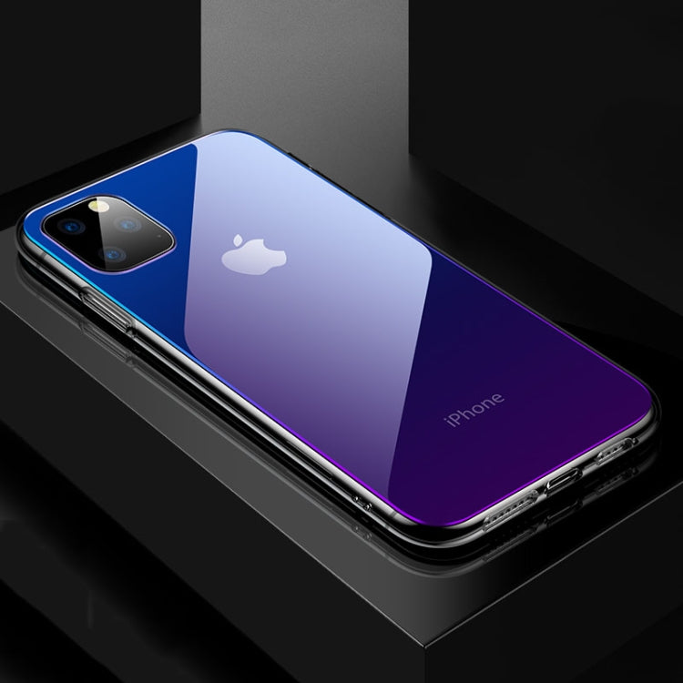 For iPhone 11 CAFELE Color Transparent Series Silicone Edge + Glass Back Plate Anti-scratch Anti-fingerprint Gradient Phone Protective Case