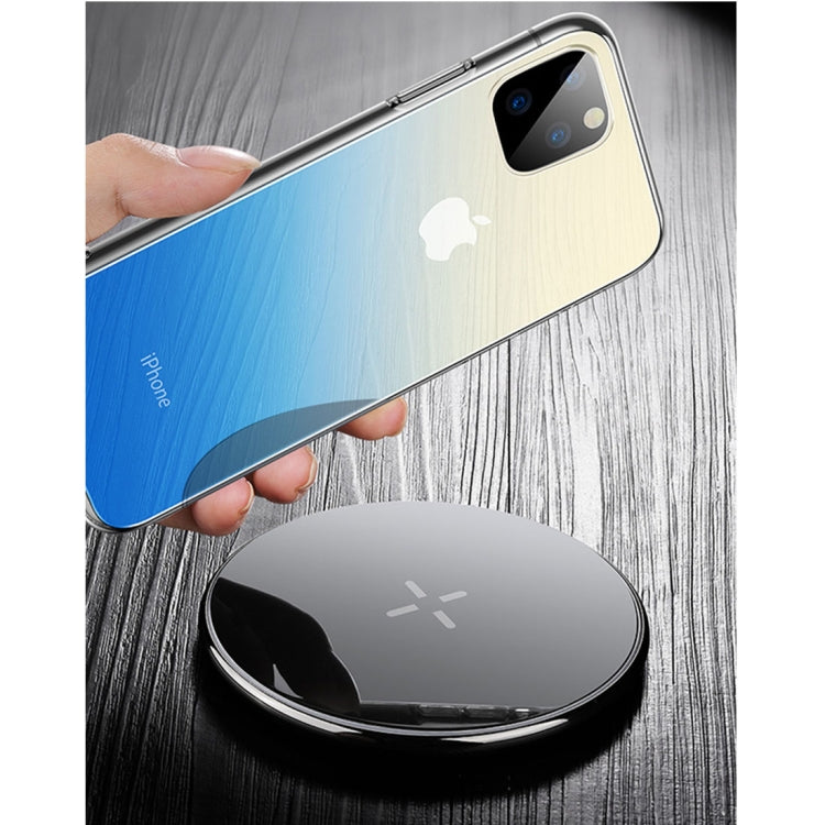 For iPhone 11 Pro CAFELE Color Transparent Series Silicone Edge + Glass Back Plate Anti-scratch Anti-fingerprint Gradient Phone Protective Case