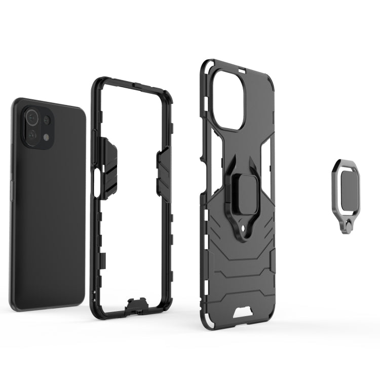 For Xiaomi Mi 11 Lite Shockproof PC + TPU Protective Case with Magnetic Ring Holder