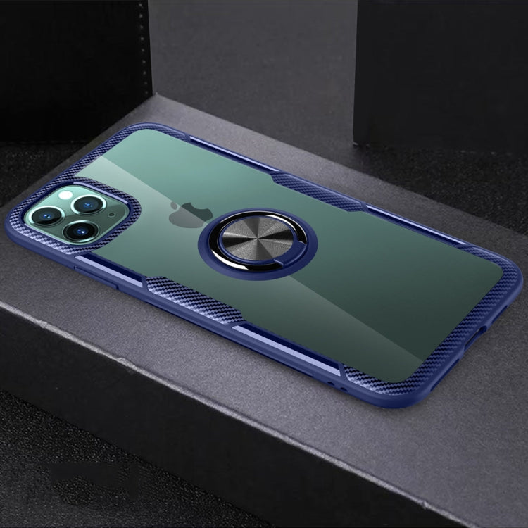For iPhone 11 Pro Shockproof Transparent TPU + Acrylic Protective Case with Ring Holder
