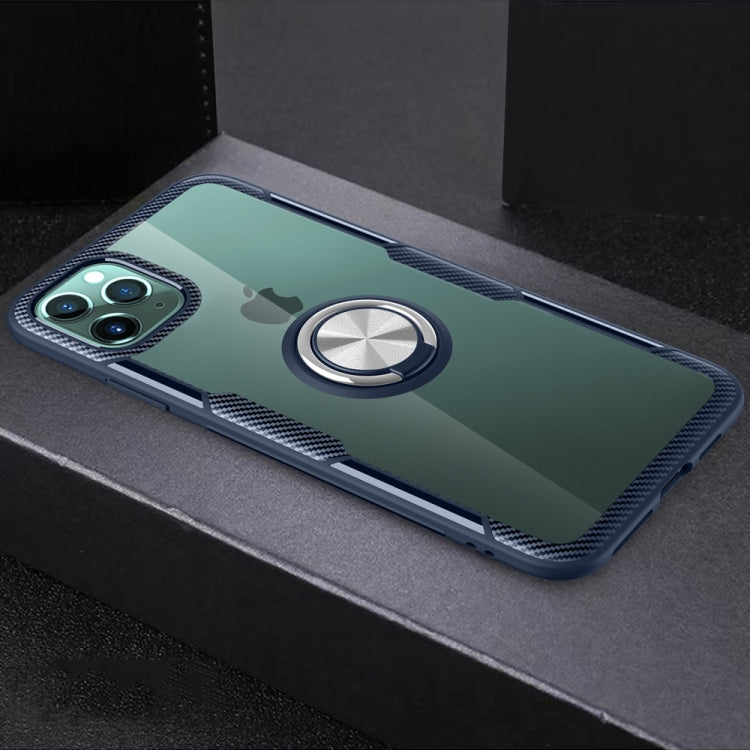 For iPhone 11 Pro Shockproof Transparent TPU + Acrylic Protective Case with Ring Holder