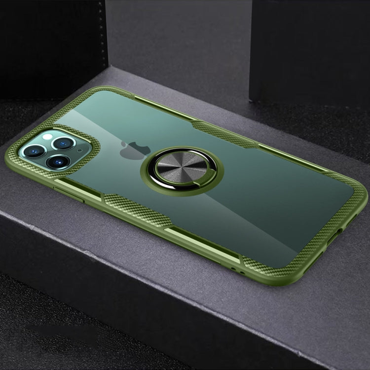 For iPhone 11 Pro Max Shockproof Transparent TPU + Acrylic Protective Case with Ring Holder