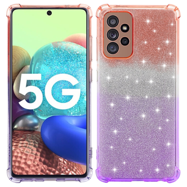 For Samsung Galaxy A72 5G / 4G Gradient Glitter Powder Shockproof TPU Protective Case