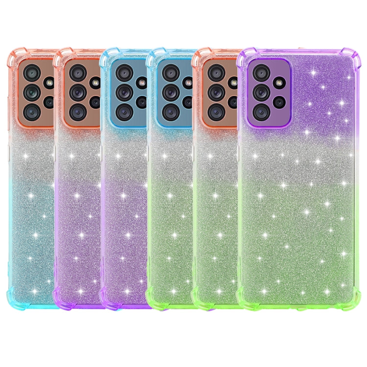 For Samsung Galaxy A72 5G / 4G Gradient Glitter Powder Shockproof TPU Protective Case