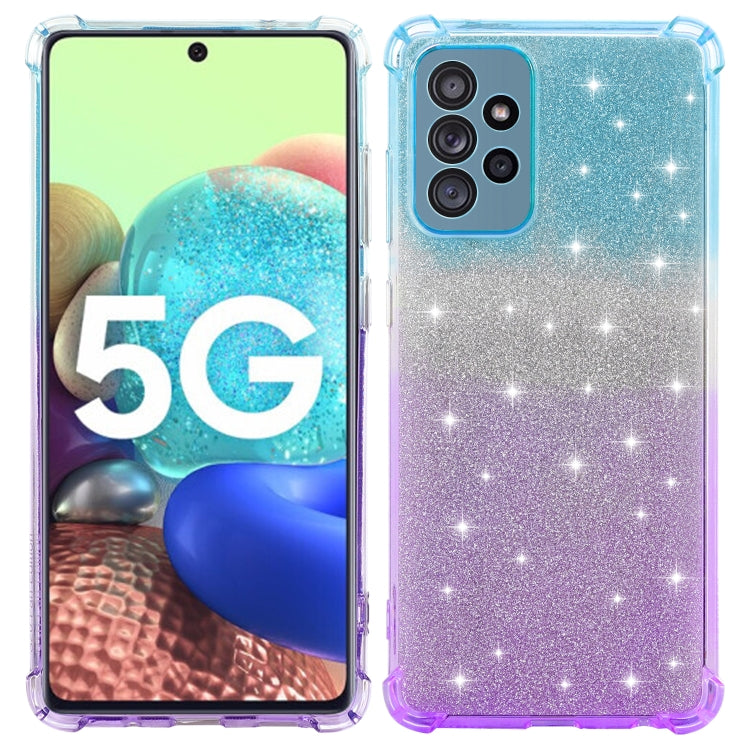 For Samsung Galaxy A72 5G / 4G Gradient Glitter Powder Shockproof TPU Protective Case